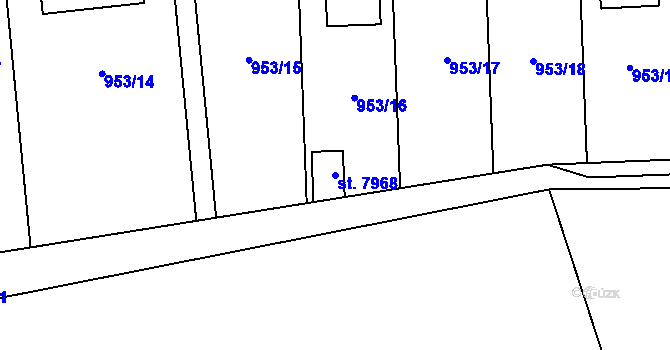 Parcela st. 7968 v KÚ Cheb, Katastrální mapa