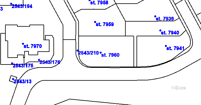 Parcela st. 7960 v KÚ Cheb, Katastrální mapa