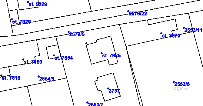 Parcela st. 7985 v KÚ Cheb, Katastrální mapa