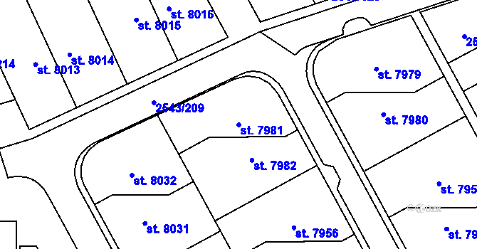 Parcela st. 7981 v KÚ Cheb, Katastrální mapa