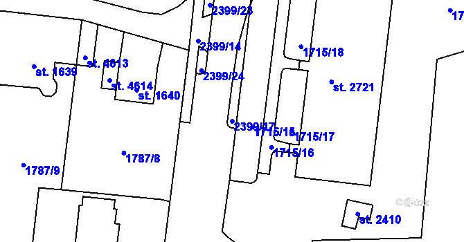 Parcela st. 2399/17 v KÚ Cheb, Katastrální mapa