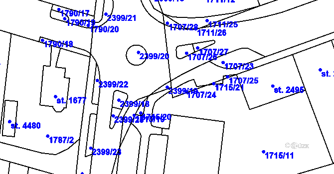 Parcela st. 2399/19 v KÚ Cheb, Katastrální mapa