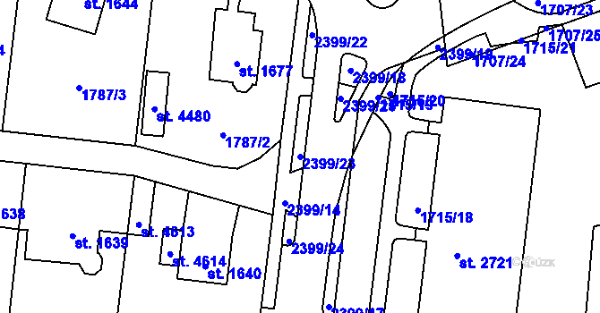 Parcela st. 2399/23 v KÚ Cheb, Katastrální mapa