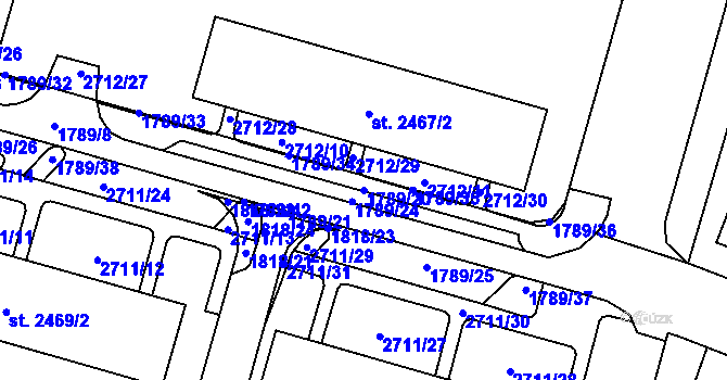 Parcela st. 1789/20 v KÚ Cheb, Katastrální mapa