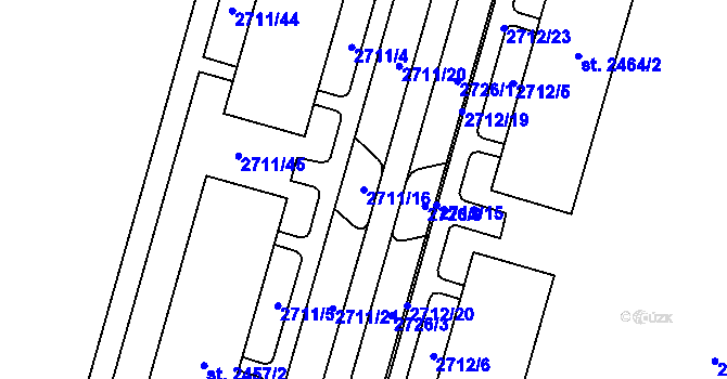 Parcela st. 2711/16 v KÚ Cheb, Katastrální mapa