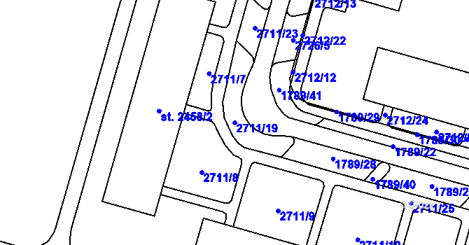 Parcela st. 2711/19 v KÚ Cheb, Katastrální mapa