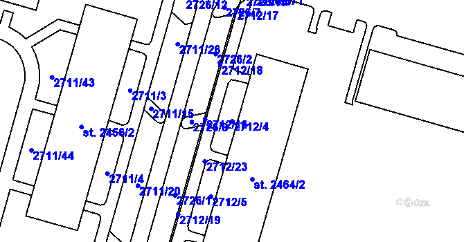 Parcela st. 2712/4 v KÚ Cheb, Katastrální mapa