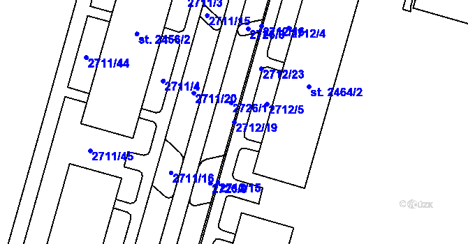 Parcela st. 2712/19 v KÚ Cheb, Katastrální mapa
