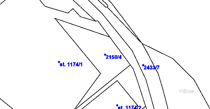 Parcela st. 2150/4 v KÚ Cheb, Katastrální mapa