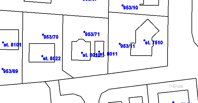Parcela st. 8011 v KÚ Cheb, Katastrální mapa