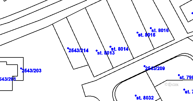 Parcela st. 8013 v KÚ Cheb, Katastrální mapa