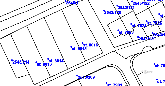 Parcela st. 8016 v KÚ Cheb, Katastrální mapa