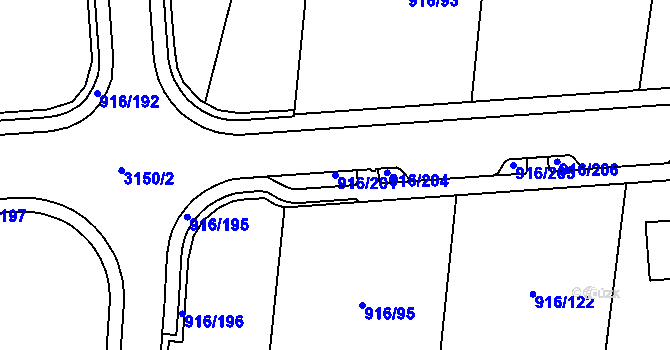 Parcela st. 916/201 v KÚ Cheb, Katastrální mapa