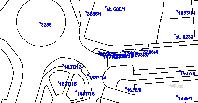 Parcela st. 3256/2 v KÚ Cheb, Katastrální mapa