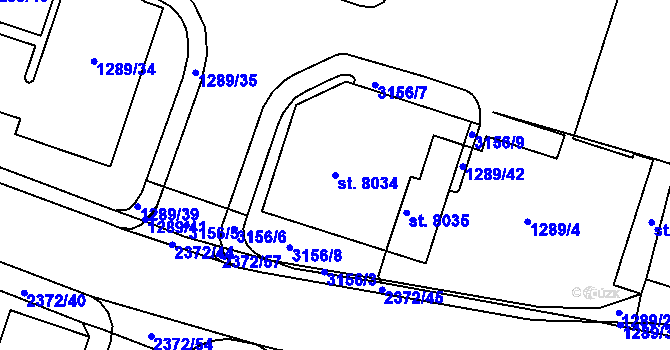 Parcela st. 8034 v KÚ Cheb, Katastrální mapa
