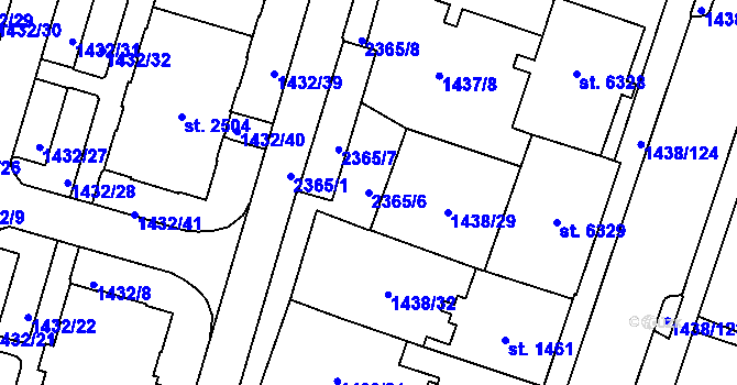 Parcela st. 2365/6 v KÚ Cheb, Katastrální mapa