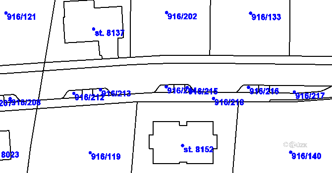 Parcela st. 916/214 v KÚ Cheb, Katastrální mapa