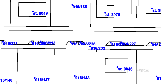 Parcela st. 916/225 v KÚ Cheb, Katastrální mapa