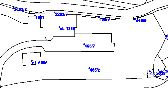 Parcela st. 465/7 v KÚ Cheb, Katastrální mapa
