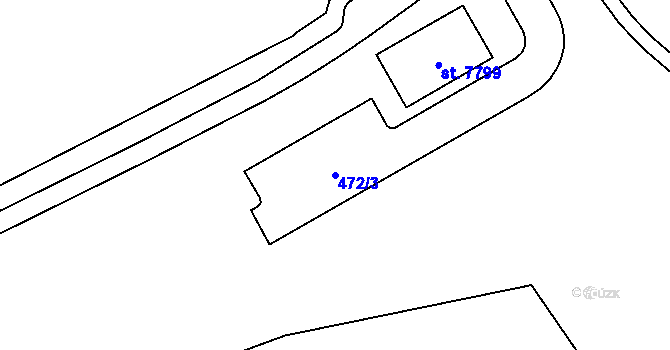 Parcela st. 472/3 v KÚ Cheb, Katastrální mapa