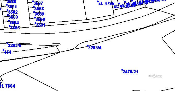 Parcela st. 2293/4 v KÚ Cheb, Katastrální mapa