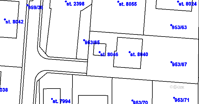 Parcela st. 8046 v KÚ Cheb, Katastrální mapa