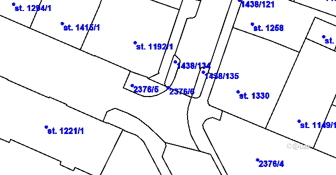 Parcela st. 2376/6 v KÚ Cheb, Katastrální mapa