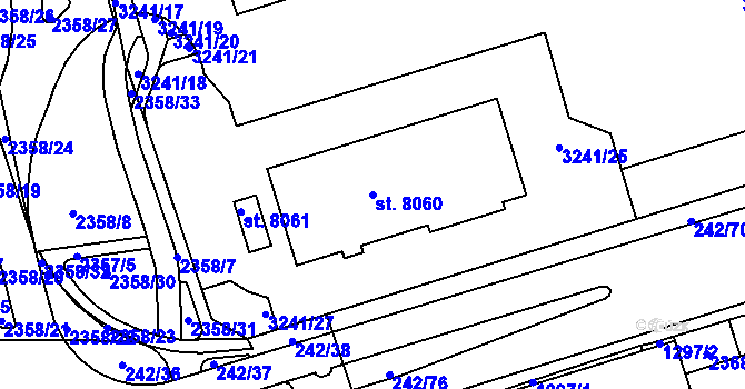 Parcela st. 8060 v KÚ Cheb, Katastrální mapa