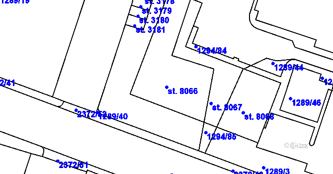 Parcela st. 8066 v KÚ Cheb, Katastrální mapa