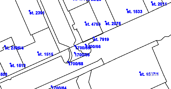 Parcela st. 1700/66 v KÚ Cheb, Katastrální mapa