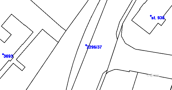 Parcela st. 2296/37 v KÚ Cheb, Katastrální mapa