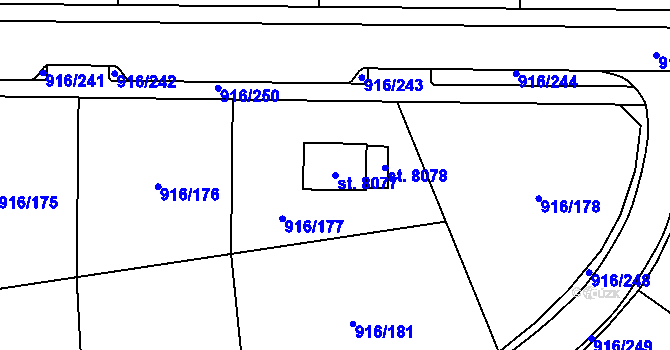 Parcela st. 8077 v KÚ Cheb, Katastrální mapa