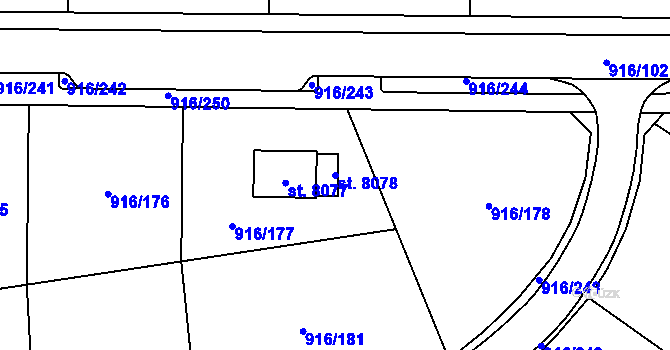 Parcela st. 8078 v KÚ Cheb, Katastrální mapa