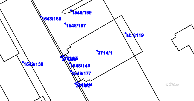 Parcela st. 3714/1 v KÚ Cheb, Katastrální mapa