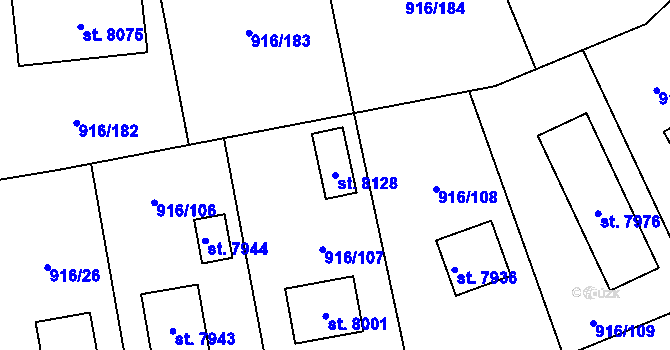 Parcela st. 8128 v KÚ Cheb, Katastrální mapa