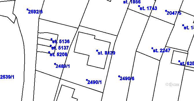 Parcela st. 8129 v KÚ Cheb, Katastrální mapa