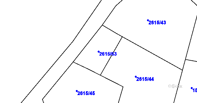 Parcela st. 2615/63 v KÚ Cheb, Katastrální mapa