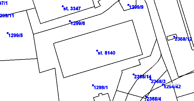 Parcela st. 8140 v KÚ Cheb, Katastrální mapa