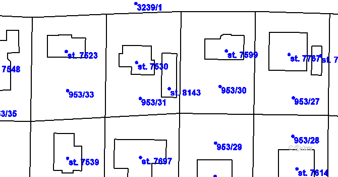 Parcela st. 8143 v KÚ Cheb, Katastrální mapa