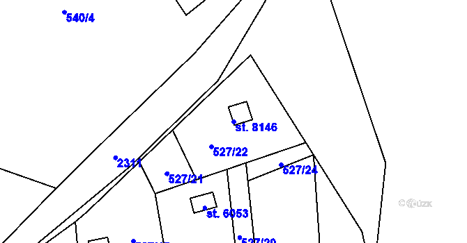 Parcela st. 8146 v KÚ Cheb, Katastrální mapa