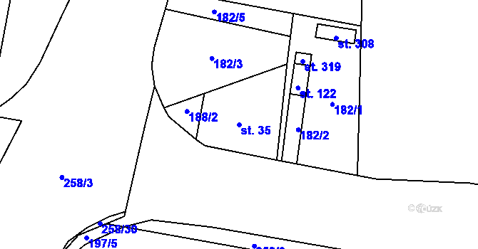 Parcela st. 35 v KÚ Hradiště u Chebu, Katastrální mapa