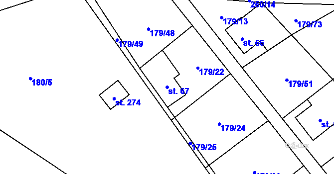 Parcela st. 67 v KÚ Hradiště u Chebu, Katastrální mapa