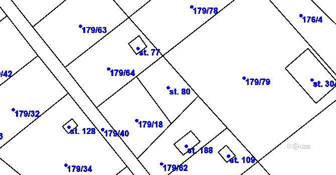 Parcela st. 80 v KÚ Hradiště u Chebu, Katastrální mapa