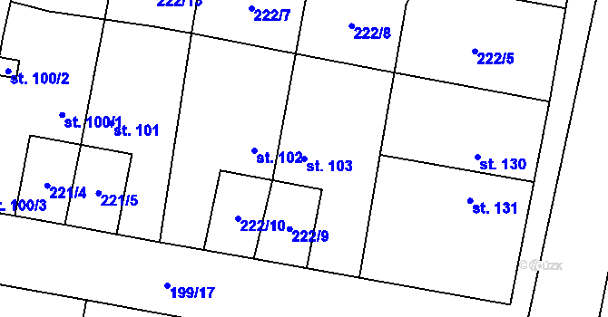 Parcela st. 103 v KÚ Hradiště u Chebu, Katastrální mapa