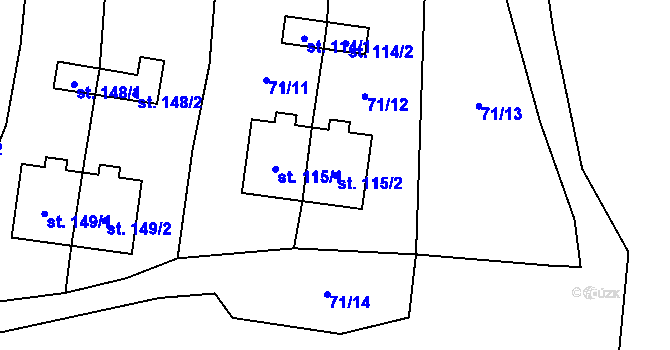 Parcela st. 115/2 v KÚ Hradiště u Chebu, Katastrální mapa