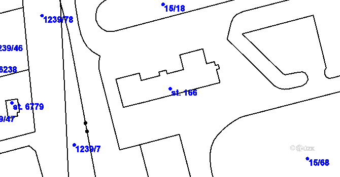 Parcela st. 166 v KÚ Hradiště u Chebu, Katastrální mapa