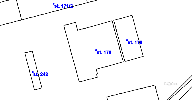 Parcela st. 178 v KÚ Hradiště u Chebu, Katastrální mapa
