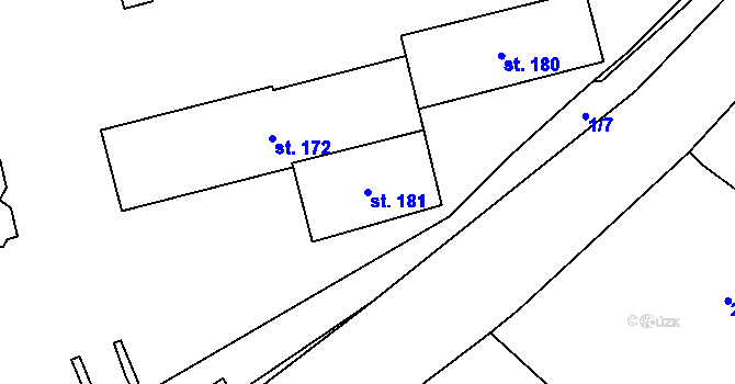 Parcela st. 181 v KÚ Hradiště u Chebu, Katastrální mapa