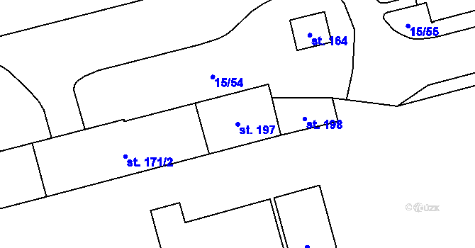 Parcela st. 197 v KÚ Hradiště u Chebu, Katastrální mapa