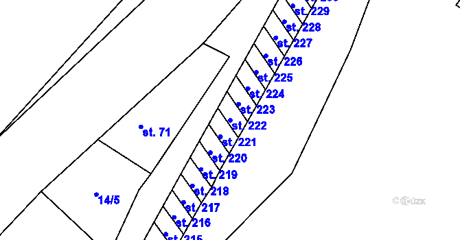 Parcela st. 222 v KÚ Hradiště u Chebu, Katastrální mapa